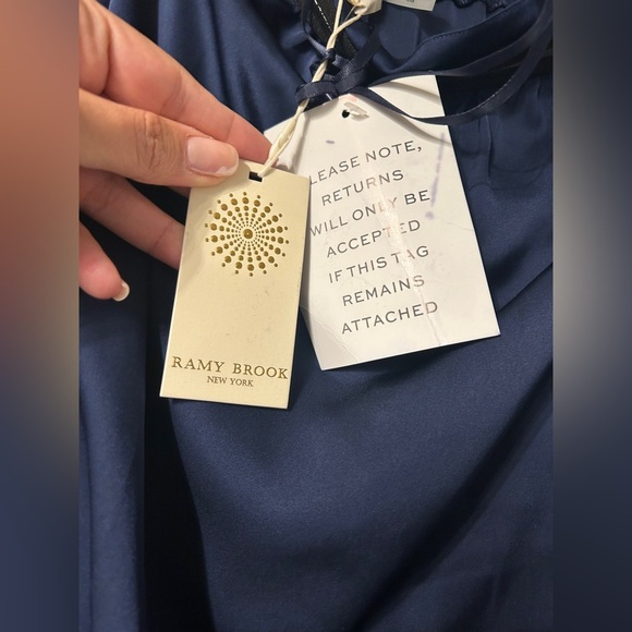 Ramy Brook Bree Strapless Silk Jumpsuit Navy Blue Size Large NWT 🆕 - Picture 8 of 13